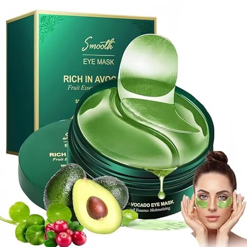 60 pezzi Maschera per Gli Occhi,Patch Occhi Con Avocado, Maschera per il trattamento sotto gli occhi in oro, Per Anti-Rughe Anti-Età ed Idratante Ridurre Borse Occhiaie e Puffiness