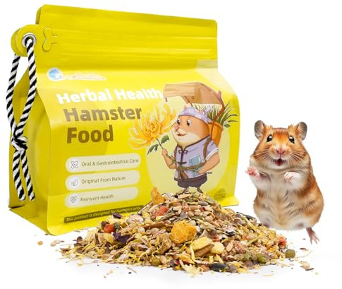 ORGAINSECT Dry Hamster Food Herbal Natural Flavor 16.23oz Portable Hamster Food Travel Pack for Outdoor Feeding Supports Oral and Digestive Health Relieves Inflammation
