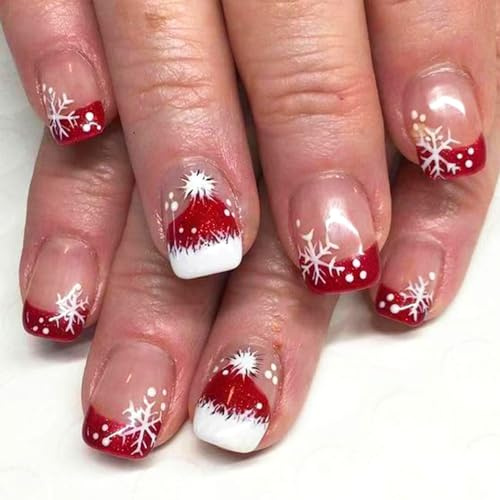 Juego de 24 uñas postizas cortas con pegamento para mujeres y niñas