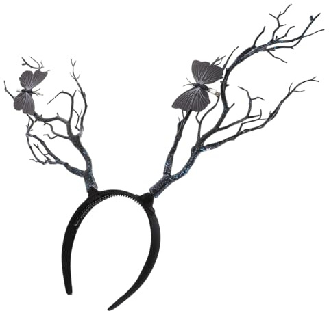 BAZEITFLOW Geweih Kopfschmuck aus Baumzweigen Haarreif für Halloween Cosplay Kopfbedeckung aus Geweih und Ästen Kostümdekoration für Partys