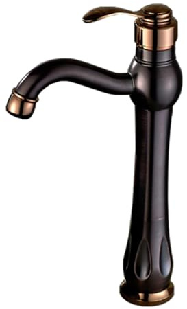 TYMYW Rubinetto Alto per Lavabo da Appoggio Maniglia Singola Caldo e Freddo Rubinetto Bagno Lavabo Antico Ottone Foro Singolo