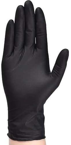 Guanti Monouso In Nitrile Neri Da 20/50/100 Pezzi, Resistenti, 4 Mil, For La Pulizia Industriale, Senza Lattice, For Giardinaggio, Meccanici, Di Sicurezza, Protettivi(Black 20PCS,L)