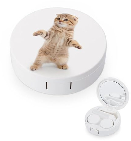 fkgvwo Contact Lens Case Standing Kitten Contact Lens Holder Box Container Soak Storage Kit