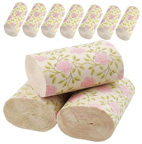CONGARTENO Carta Igienica di Bambù 10 Pezzi con Stampa Elegante di Rose, Morbida Texture e Motivi Resistenti, per Aule e Ambienti di Lavoro