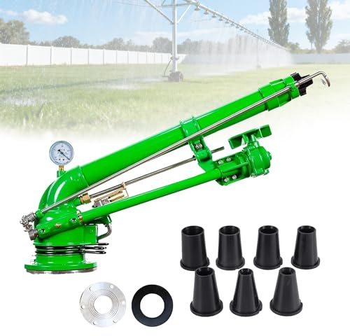Arroseur d'irrigation agricole avec manomètre, arroseur à Impact réglable pour Grandes Surfaces, arrosage à 360° sur Grande Surface, raccord à Bride, pour Terres agricoles, Irrigation agricole