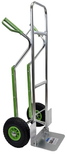 TRUTZHOLM Aluminium Sackkarre mit Treppenrutsche 200 kg Stapelkarre Transportkarre Treppensteiger Alu Klappbare Ladefläche Sicherheitsgriffe (200kg | PU - Räder)