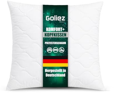 Goliez Kopfkissen Kissen – Individuell Anpassbar, Stützend, Atmungsaktives Schlafkissen für Rücken, Seiten- & Bauchschläfer (Weiß - 1Stück, 80x80 cm, Schaumstoffflocken)