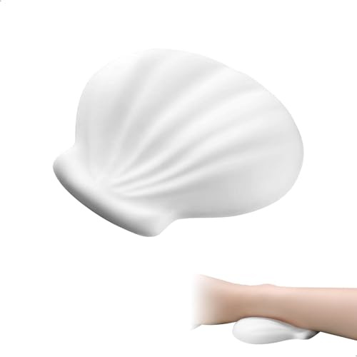Handauflage Maus, Handgelenkauflage Maus, Handballenauflage Maus Wrist Rest Handgelenkstütze für Computerarbeit und Gaming Büro Weiße Muschelform mit Memory Schaum