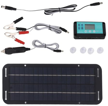 Caricabatteria Per Auto A Pannello Solare - Portatile 20W 12V/24V, Mantenitore Di Batteria A Energia Solare Impermeabile, Kit Di Ricarica A Pannello Per Auto, Moto, Camion, Trattori, Motoslitte, Caric