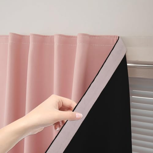 Selbstklebende Verdunklungsvorhänge, Gardinen, Schwarz Blickdicht Vorhänge, Privatsphäre, Thermovorhang Vorhang, Ohne Stange, Bohrfrei, Als Sonnenschutz Fenster Innen für Schlafzimmer und Wohnzimmer