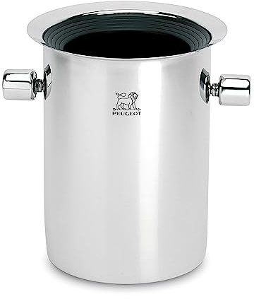 PEUGEOT - Flaschenkühler mit Kühlakkus - Für Sekt- und Weinflaschen - Höhe: 19 cm - Edelstahl