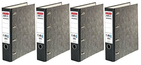 Herlitz 5190806 Doppelordner A4 7cm Wolkenmamorbezug schwarzer Rücken (4, Schwarz)