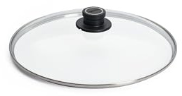 Ylle säkerhetsglaslock, rund, Ø 32 cm, lockknapp med permanent ventilation, rostfritt stål infattning, transparent, ugnssäker upp till 250°