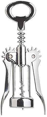 BarCraft Double Handed Chrome Winged Corkscrew, Metal,Black Lever Arm,16 cm