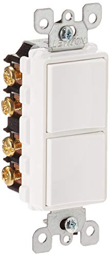 Leviton 20 Amp, 120/277 Volt, Decora 3-Way / 3-Way AC Combination Switch, Commercial Grade, Grounding, 5640-W, White