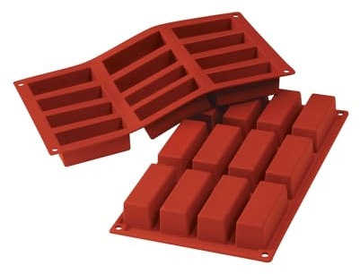 Silikomart | SF026 Moule en silicone pour MINI CAKE Monoportions | 12 Mini Cakes, 79 x 29 mm, h 30 mm, antiadhésif, Lot de 1 Moule à gâteau, Made in Italy