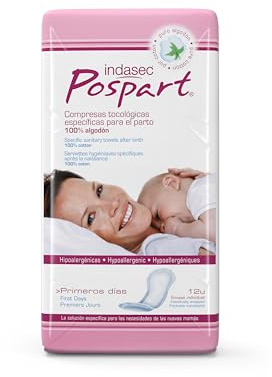 Indasec Pospart Compresas Tocológicas Algodón - 12 Unidades