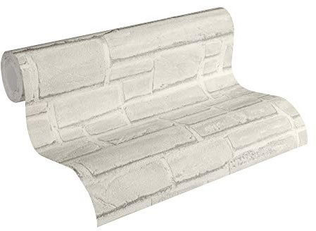 A.S. Création Vliestapete Best of Wood`n Stone 2nd Edition Tapete in Stein Optik fotorealistische Steintapete Naturstein 10,05 m x 0,53 m grau weiß Made in Germany 662316 6623-16