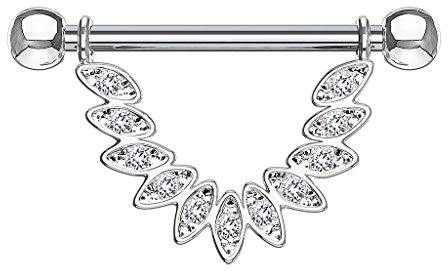 Piersando Intimpiercing Brustwarzen Piercing Barbell mit Kristall Feder Tribal Anhänger