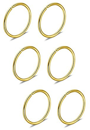 6er Nasenpiercing Nasenring Fake Nasen Hoop Ring 22G 20G 18G 16G 6/8/10/12mm Chirurgenstahl Piercing Schmuck