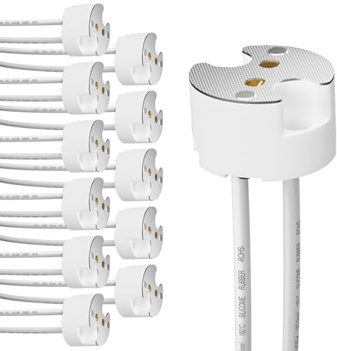 Noobibaba Ceramic Bi-Pin Socket Adapter, Compatible with G4 GU5.3 G6.35 GY6.35 GX5.3 GZ4, MR16, MR11, and MR8 Light Bulbs - Pack of 12, 3.9 Cable