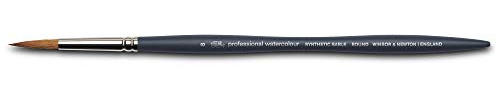 Winsor & Newton 5011108 Professional Aquarellpinsel, Malpinsel für Aquarellfarben mit synthetischen Fasern, ergonomischer Griff, langlebig & formstabil, kurze Stiel - Rundpinsel Nr. 8