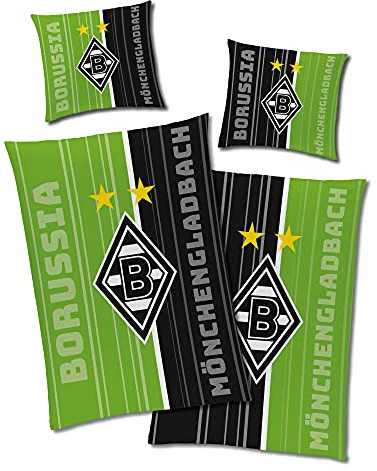 BERONAGE Borussia Mönchengladbach Wende-Bettwäsche Fohlen-Elf 135x200+80x80 Linon VFL RV