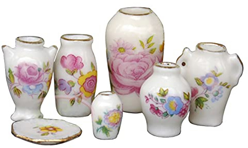 PRETYZOOM 7-Teiliges Mini-Keramikvase Set 1:12 Maßstab Puppenhaus Vasen Miniaturvase Für Wohn- Und Schlafzimmer Dekoration Elegante Mini Hausornamente