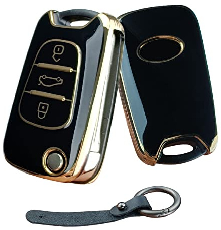 Gleamydot Autoschlüssel Schutzhülle Kompatibel mit Auto Schlüssel Hülle Kia Hyundai Sportage Ceed Picanto Rio I20 I30 Ix35 Car Key Schutz Schlüsselhülle Zubehör (Schwarz goldfarben)