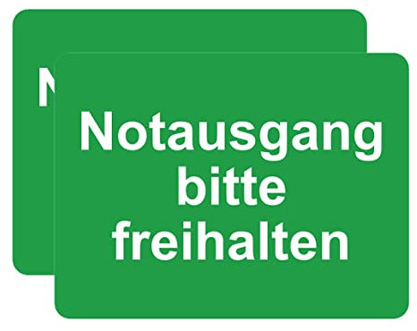 Haobase 2 Stück Notausgang Bitte Freihalten Schild Aufkleber - Selbstklebendes Vinyl (20cm x 15cm)