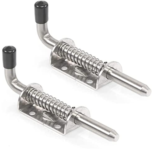 Jzhen 2pcs Verrou à Ressort, Verrou Porte de Garage, Verrou Porte Coulissante Boulon, Serrure de Porte Abri de Jardin, en Caoutchouc, avec Suspension, Galvanisé