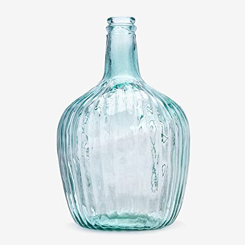 Damajuana Caraffa di vetro fatta a mano da 4 litri con design a strisce - Bottiglia o caraffa di vetro in stile mediterraneo per la decorazione di casa come vaso o contenitore (Trasparente)