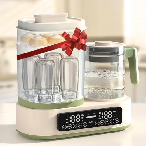 Feekaa Baby Flaschenwärmer, Sterilisator für Babyflaschen, Feekaa Babyflaschen Sterilisator und Trockner mit 1,3L Wasserkocher für Babyflaschen Muttermilch Formel - Baby Wasserkocher
