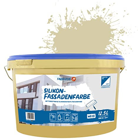 Farbklecks24 Silikon-Fassadenfarbe Color (versch. Größen/Farben) hohe Deckkraft, Wetterschutz, schmutzabweisend (12,5L, Beige 1-3)