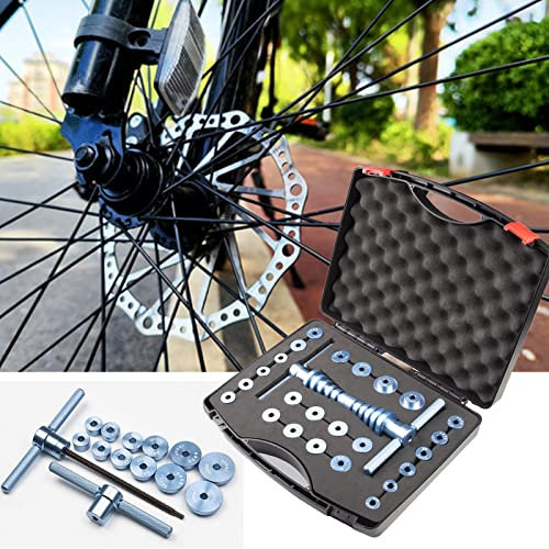 Fahrrad-Lagerpressen-Set, Zyklenlager Presssatz Fahrradlager-Pressset Nabenmontagewerkzeug Installationswerkzeug, Universal-Naben- und Radlager-Einbausatz mit Aufbewahrungsbox