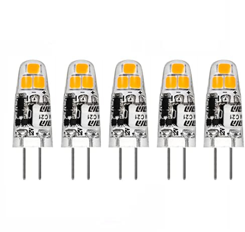 ShuoHui G4 LED Lampen, 1W 6 LED Birnen, Warmweiß 3000K, Ersatz für 10W Halogenlampen,12V Glühlampen kein Flackern nicht dimmbar Glühbirnen Stifsockellampen (5)