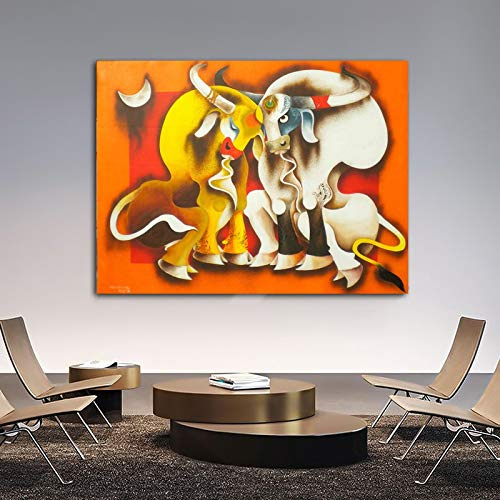 HLSHOE Tamaño más grande de arte toros blancos pared Animal lona impresiones cuadros de la pared de la sala de carteles y las impresiones Decoración (Color : White, Size : 30x40cm no frame)