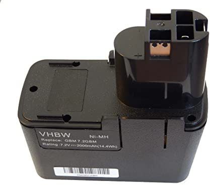 vhbw batteria compatibile con Bosch GSR 7.2VE-2, GSR 7.2VES-2, GSR 7.2VPE-2, GUS 7.2, PSR 7.2VES-2 utensile elettrico (2000 mAh, NiMH, 7,2 V)