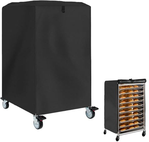 COSHNIBI Pan Bun Rack Cover, 420D Waterproof and Dust Resistant with Zipper Pan Rack Cover, Suitable for Commercial Bread Racks - 23 W x 28 L x 32 H,Black