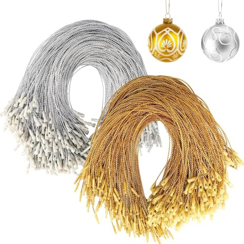 JUNEBRUSHS 600 Stück Weihnachtsornament-Haken, Ornament-Aufhänger mit Schnappverschluss, Ornamentschnur für Weihnachtsbaum, Urlaub, Party, hängende Dekorationen, Seile, einfach und schnell