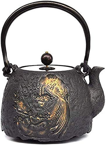 OQHAIR Teiera in Ceramica 1.2L Teiera in ghisa Fondo Piatto Set da tè Non Rivestito Parete Interna ossidata Antiruggine Universale per Stufa