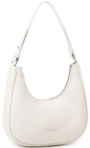 Makukke Umhängetasche Damen klein Crossbody Bag, Y2K Unterarmtasche Handtasche PU Leder Schultertasche Vintage für Frauen Dating Party Einkaufe, Beige Tasche