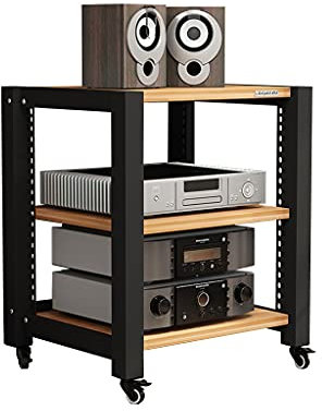 Lautsprecherständer Audio-Halterung, Roller, TV-Halterung, Medienkomponenten, mehrschichtige Audio-Halterung, Lautsprechergehäuse, 2/3/4 Schichten (helles Walnussholz) Speaker stand ( Size : S2 )