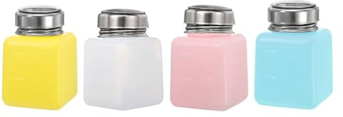 sourcing map Lösungsmittel-Alkoholspender, 120 ml, Push-Down-Flüssigkeitsspender, Pumpe für Aceton-Reiniger, Politurentferner, Make-up, 4 Stück