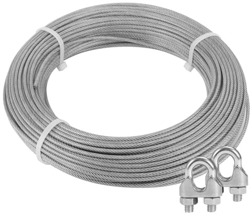 MAHIONG Tendedero Resistente de 100 m, 3 mm de Grosor, Acero Inoxidable con Cubierta de PVC, Cuerda de Metal Resistente a la Intemperie para Exteriores