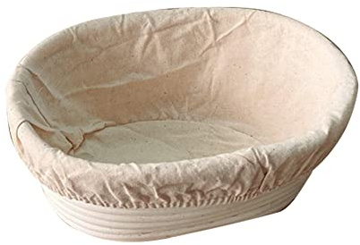 LYEAA Cestas ovaladas de fermentación de pan, suministros para hornear, cestas de fermentación de pan de ratán, cuenco portátil de masa fermentada, cesta de pan Banneton, utensilios de cocin