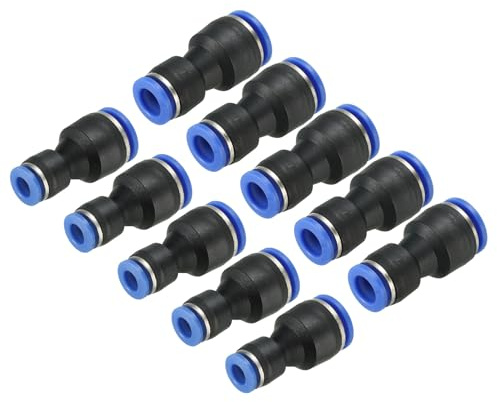 sourcing map Push to Connector Fitting, 10mm to 6mm/10mm to 8mm Tube OD Quick Connect Air Line Hose Pipe Fitting Straight Pneumatic Connector, Black 10Pcs