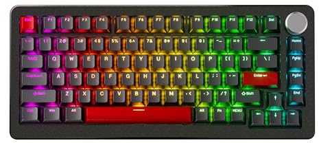 DrunkDeer A75 Pro Magnetic Switch Keyboard Rapid Trigger Mechanical Gaming Keyboard Adjustable Actuation Hall Switches PBT Keycap RGB Compact TKL 82Keys USB Wired with Knob