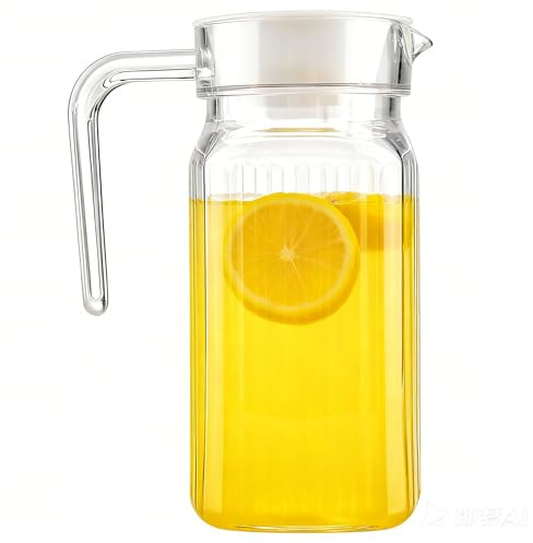 Elegante Caraffa per Succo D'acqua Ghiacciata a Strisce, Brocca per Bevande, Bottiglia di Succo in Acrilico Trasparente con Coperchio per Casa, Bar, Club o Ristorante (500ML)