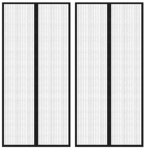 vidaXL 2 x Door Curtain Insect Protection with Magnetic Fly Screen Door Mosquito Protection Magnetic Curtain Balcony Door Fly Net Black 220 x 110 cm